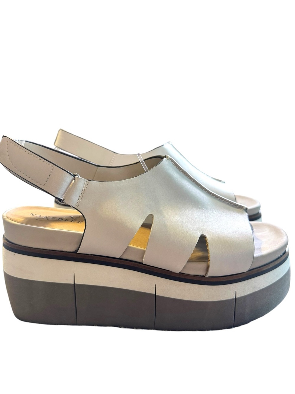 Naked Feet White Platform Slingback Sandals